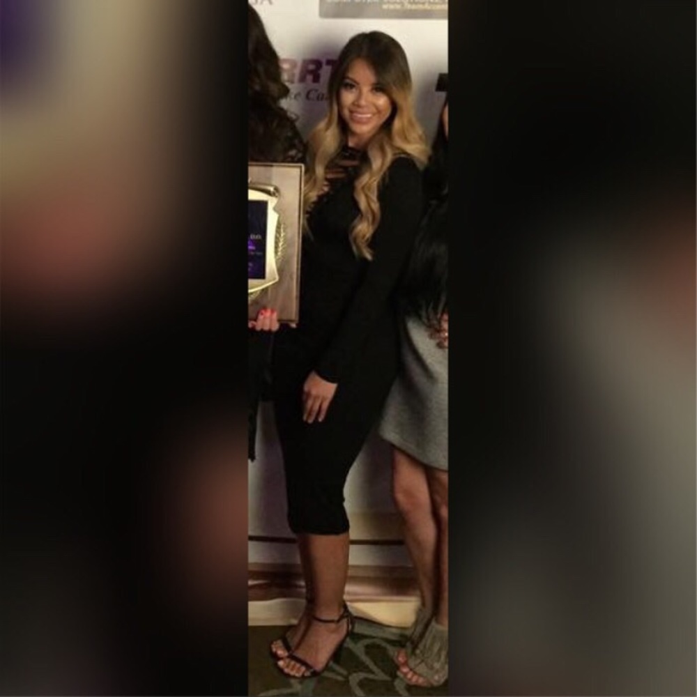 Black long sleeve midi dress